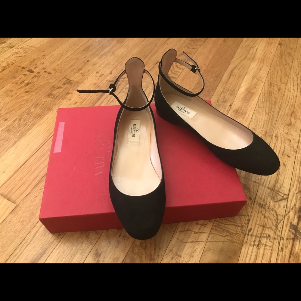 Valentino Garavani Tango Suede Ankle-Wrap Flat